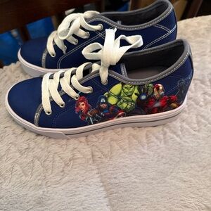 Size 4 Boys Avengers Heelys Blue Sneakers with White Accents